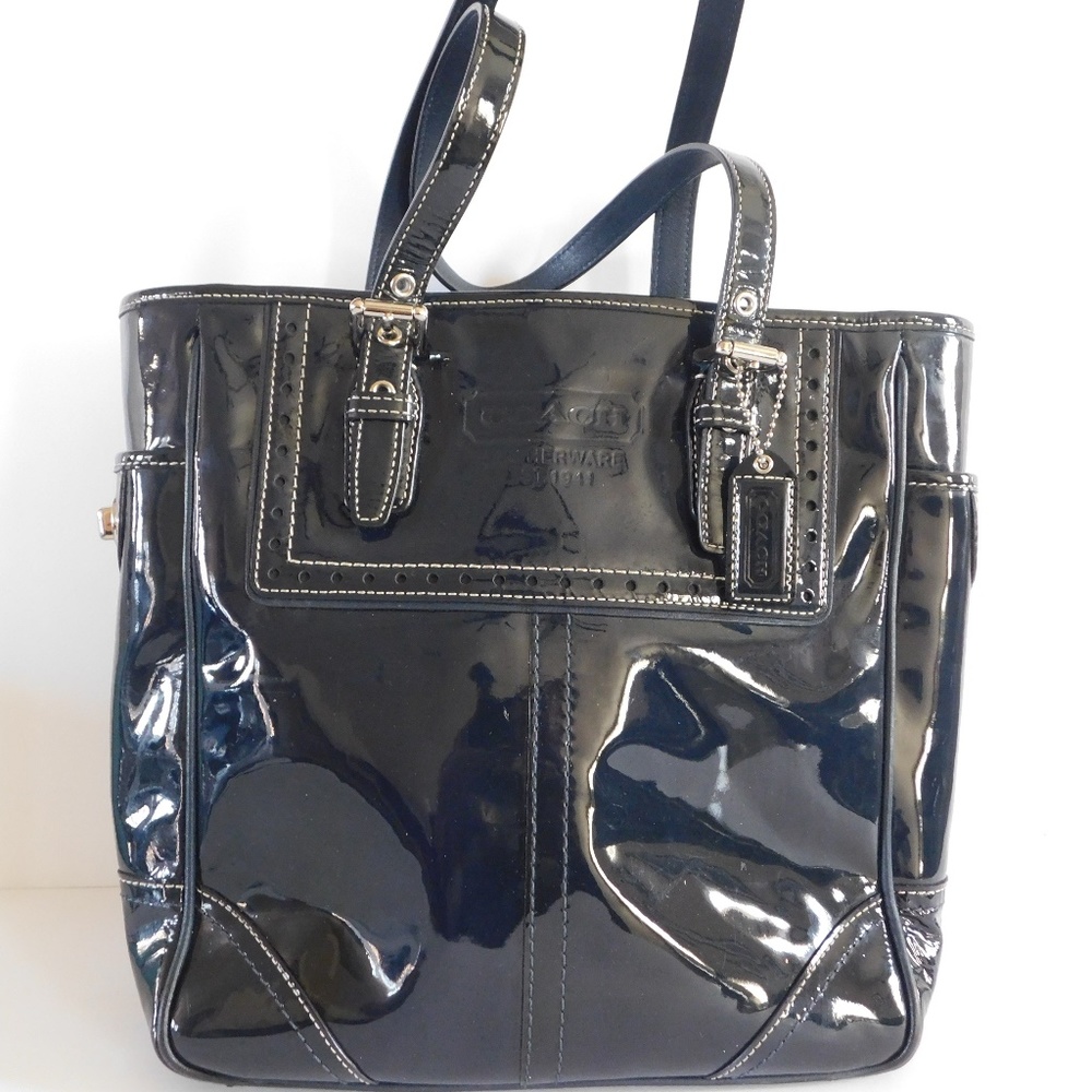 Coach Dark Blue Patent Leathe Gallery Tote